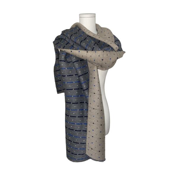 Pleated Oversized Scarf Ivory Gray Pleated Super Soft - Picture 1 of 5
